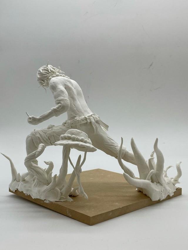 石塑粘土 立体作品 「神殿」 現代美術 sculpture 寂寞」 石粉粘土/アクリル絵の具 2025.7.7 #clay #creature #figure