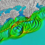南海トラフ巨大地震の津波のシミュレーション（内閣府提供）